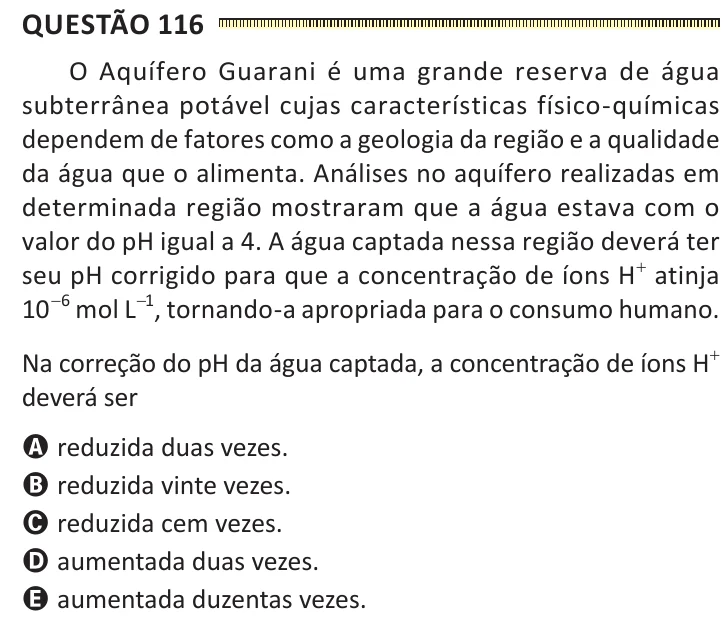 Questão 116 do ENEM 2025, segunda aplicação, como saiu no caderno de prova