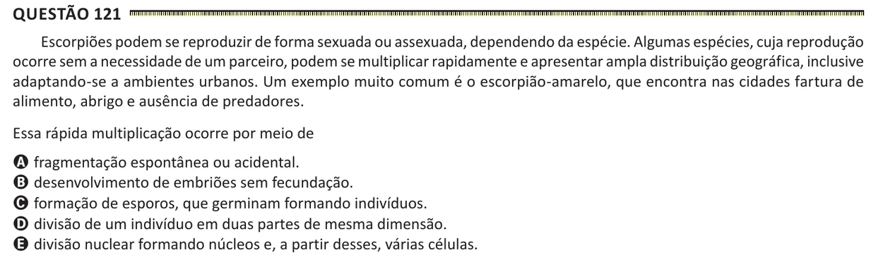 Questão 121 do ENEM 2025, segunda aplicação, como saiu no caderno de prova