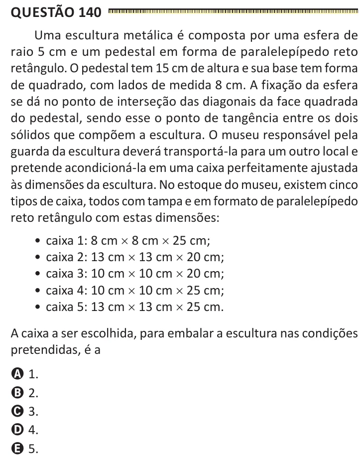 Questão 140 do ENEM 2025, segunda aplicação, como saiu no caderno de prova