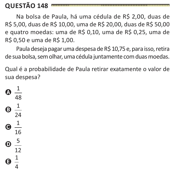 Questão 148 do ENEM 2025, segunda aplicação, como saiu no caderno de prova