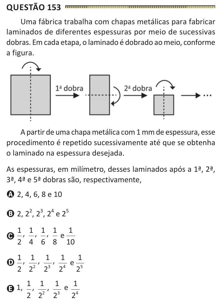 Questão 153 do ENEM 2025, segunda aplicação, como saiu no caderno de prova