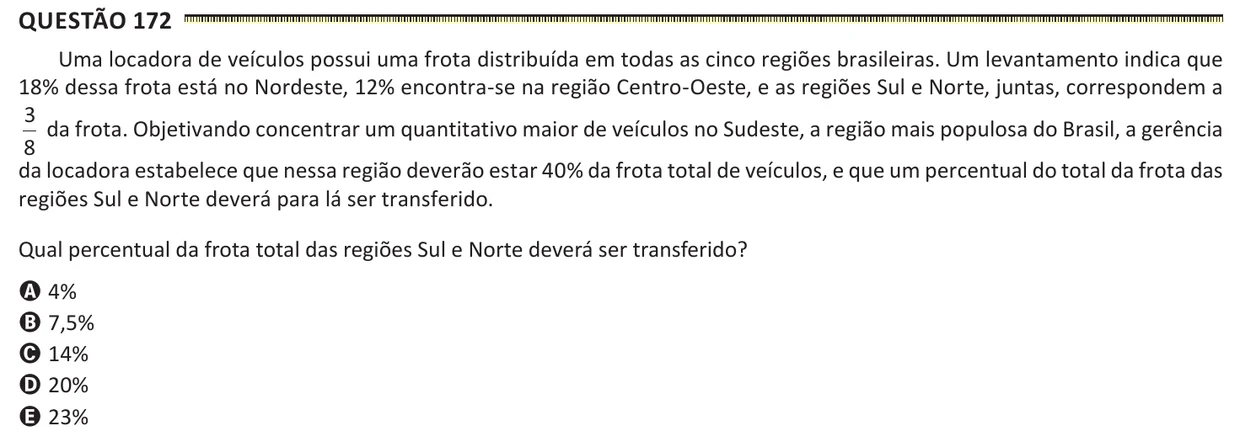 Questão 172 do ENEM 2025, segunda aplicação, como saiu no caderno de prova