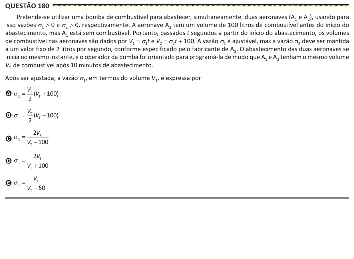 Questão 180 do ENEM 2025, segunda aplicação, como saiu no caderno de prova